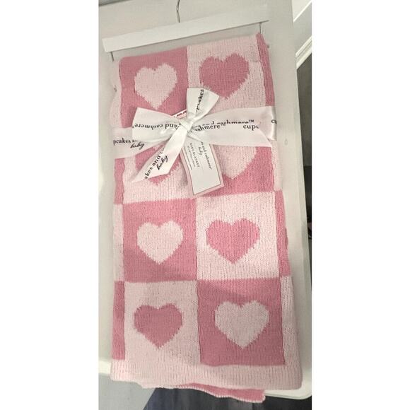 Cupcakes and Cashmere BABY Blanket Pink Hearts 30x40 - Picture 2 of 4